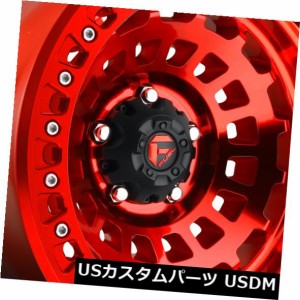 ホイール 4本セット 17x9燃料D100ゼファー5x150 ET-15キャンディレッドリム（4個セット）  17x9 Fuel D100 