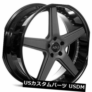 ホイール 4本セット 22 "スタッガードアザードホイールAZ008マットブラックw / BKリップリムフィットホンダアコード  22" S