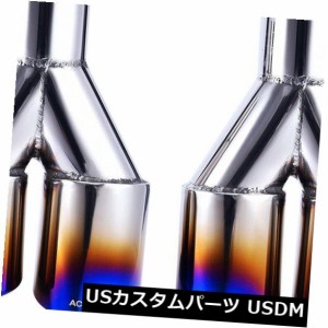 ペアエキゾーストチップバキュームメッキブルースラントロール2.25 "インレット3"アウトレット9 "ロング＃ 