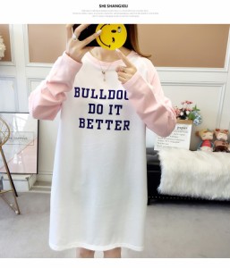 マタニティ ワンピース マタニティウエア ワンピース ミニ丈 長袖 ロングtシャツ ワンピース ラグラン ラウンドネック シンプル カジュア