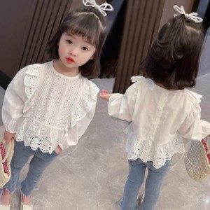 子供服 セットアップ 女の子 キッズ 長袖 春秋 上下セット 韓国子供服 ブラウス シャツ+長ズボン ジーンズ カジュアル 可愛い おしゃれ 