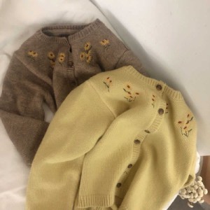 ニットカーディガン ニット カーディガン 長袖 女の子 90-140 キッズ 子供服 こども服 刺繍 kids 秋 冬 おしゃれ オシャレ ジュニア カジ