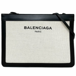 バレンシアガ ショルダーバッグ ネイビーポシェット ホワイト ブラック 339937 美品 キャンバス レザー Sランク BALENCIAGA ポシェット 