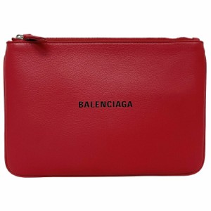 バレンシアガ ポーチ Ｍ レッド ブラック エブリデイ 551992 未使用 美品 レザー Sランク BALENCIAGA 赤 黒 クラッチバッグ ファスナー 