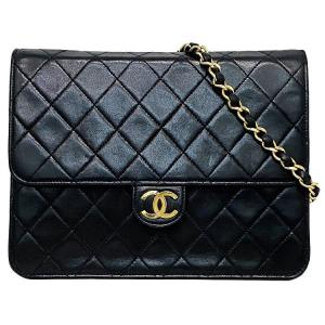 シャネル チェーン ショルダーバッグ ブラック ゴールド マトラッセ A03569 バッグ レザー ラムスキン 中古 0番台 CHANEL 黒 シングル フ