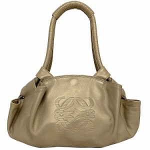 ロエベ ハンドバッグ ナッパアイレ ゴールド アナグラム 美品 ナッパ レザー 中古 LOEWE ソフトレザー トートバッグ シンプル マグネット