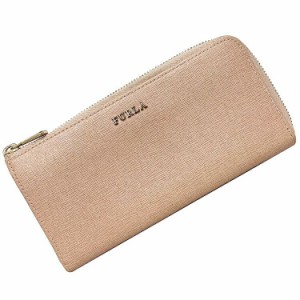 フルラ Ｌ字ファスナー 長財布 サーモン ピンク 美品 レザー 中古 FURLA 財布 シンプル ロゴ 定番 人気 レディース ウォレット 女性 レザ