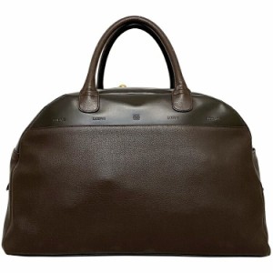 ロエベ ボストンバッグ ブラウン アナグラム 美品 レザー 中古 LOEWE 茶色 ヴィンテージ レア 旅行鞄 ファスナー ボストン ロゴ ワンポイ