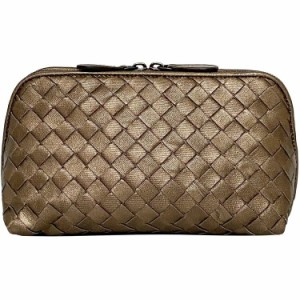 ボッテガヴェネタ ポーチ ゴールド イントレチャート 132534 美品 レザー 中古 BOTTEGA VENETA コスメ 化粧ポーチ 小物入れ ヴィンテージ