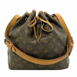 LOUIS VUITTON ルイ ヴィトン  プチノエ ショルダーバッグ M42226 モノグラムキャンバス レザー  ブラウン ゴールド金具  巾着型 ビトン 【本物保証】