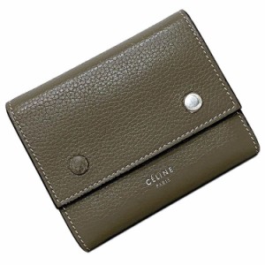 セリーヌ  財布 スモール フォールデッド マルチファンクション ベージュ 104903AFE 09SO ウォレット レザー 中古 CELINE ホック コンパ