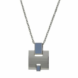 エルメス ネックレス シルバー ブルー アイリーン 美品 SS 中古 ST0187 HERMES アクセサリー ジュエリー Ｈモチーフ ペンダント ワンポイ