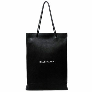 バレンシアガ ショッピングバッグ M ブラック ノースサウス 482545 美品 レザー 中古 BALENCIAGA 黒 トートバッグ 縦 ロゴ ワンポイント 