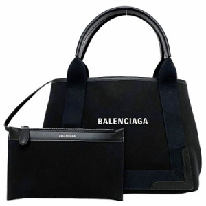 バレンシアガ トートバッグ ネイビー カバス Ｓ スモール ブラック 339933 美品 キャンバス レザー 中古 BALENCIAGA ハンドバッグ ロゴ 