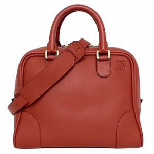 ロエベ 2way バッグ アマソナ 75 レッド アナグラム 301.30.L03 美品 レザー 中古 LOEWE ハンドバッグ ショルダー スクエア シンプル ミ