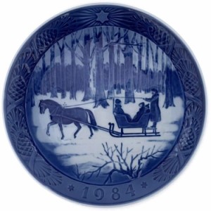 ロイヤル コペンハーゲン イヤープレート ブルー ホワイト 未使用 美品 プレート 中古 ROYAL COPENHAGEN 青 白 お皿 1984年 18cm 皿 ブラ