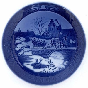 ロイヤル コペンハーゲン イヤープレート ブルー ホワイト 未使用 美品 プレート 中古 ROYAL COPENHAGEN 青 白 お皿 1999年 18cm 皿 ブラ