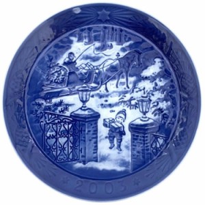 ロイヤル コペンハーゲン イヤープレート ブルー ホワイト 未使用 美品 プレート 中古 ROYAL COPENHAGEN 青 白 お皿 2003年 18cm 皿 ブラ