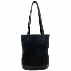 セリーヌ トートバッグ ブラック ゴールド Ｃマカダム MC00/2 美品 キャンバス レザー 中古 CELINE ロゴ 軽い ＣＣ 肩掛け ショルダート