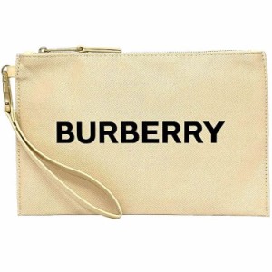 バーバリー クラッチバッグ クリーム ベージュ ゴールド 99350113489 未使用 美品 キャンバス レザー GP Sランク BURBERRY ファスナー ス