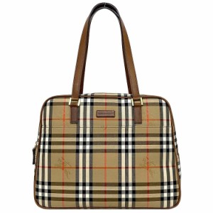 バーバリー ボストン バッグ ベージュ ブラウン ノバチェック 美品 軽い ナイロン キャンバス レザー 中古 BURBERRY 旅行 自立 一泊 二泊