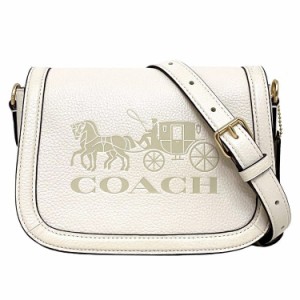 コーチ ショルダーバッグ ホワイト ベージュ ホース アンド キャリッジ C4058 未使用 美品 レザー Sランク COACH 白 フラップ 馬車 ロゴ 