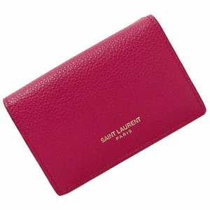 サンローラン 三つ折り 財布 ピンク 459784 B680J 5619 美品 グレイン レザー 中古  SAINT LAURENT ミニ コンパクト ウォレット ロゴ シ