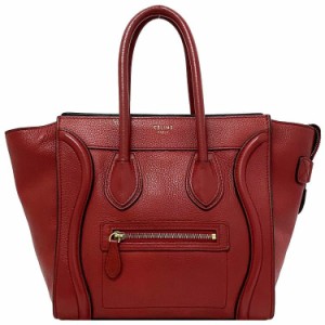 セリーヌ トートバッグ ラゲージ マイクロショッパー レッド 167793 美品 レザー 中古 CELINE 赤 ハンドバッグ 本革 シンプル ヴィンテー