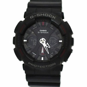 カシオ 腕時計 Ｇ-Shock ブラック GA-120 時計 メンズ ラバー SS 中古 クオーツ CASIO 黒 ビッグケース ワールドタイム ジーショック カ