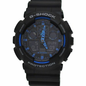 カシオ 腕時計 Ｇ-Shock ブラック ブルー GA-100-1A2DR 時計 メンズ ラバー SS 中古 クオーツ CASIO 海外モデル クロノ デジアナ 電池式 