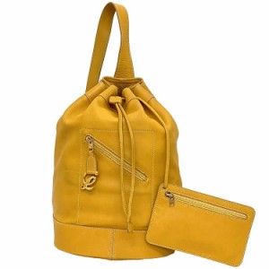 ロエベ ダッフルバッグ 巾着 キャメル ゴールド アナグラム 美品 ヴィンテージ レザー GP 中古 LOEWE 肩掛け 旅行 バケット ワンショルダ