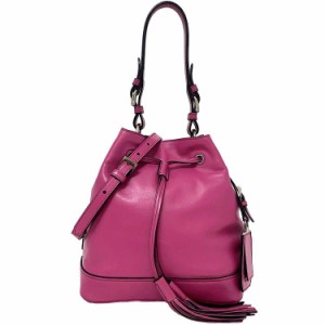 プラダ 巾着 ２way バッグ ピンク FUXIA フクシャ BN2785 美品 タッセル レア ソフトカーフ レザー 中古 PRADA 巾着バッグ ベケット ハン