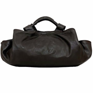 ロエベ ハンドバッグ ナッパアイレ ブラウン アナグラム 美品 ナッパ レザー 中古 LOEWE ソフトレザー ロゴ トートバッグ 定番 人気 エン