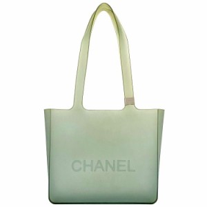 シャネル トートバッグ グリーン 美品 ミニ ロゴ ラバー 中古 CHANEL 肩掛け ラバートート 軽い クリア 定番 人気 女性 レディース シン