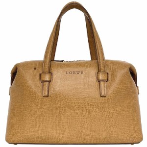 ロエベ ハンドバッグ キャメル ベージュ 美品 ミニボストン レザー 中古 LOEWE ヴィンテージ ファスナー レア 定番 人気 ロゴ ワンポイン