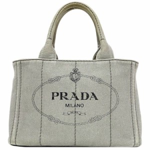 プラダ トートバッグ カナパトート グレー 1BG439 トート キャンバス 中古 PRADA ハンドバッグ ステッチ 自立 ミニ ロゴ 定番 人気 女性 