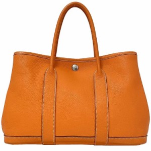 エルメス ガーデンパーティ TPM オレンジ 美品 トートバッグ レザー ネゴンダ 中古 □Ｍ刻印 HERMES ハンドバッグ トート 定番 人気 レデ