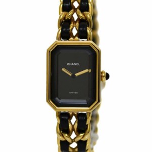 シャネル 腕時計 プルミエール ゴールド ブラック H0001 美品 レディース 時計 Ｌサイズ SS レザー 中古 クオーツ CHANEL ヴィンテージ 