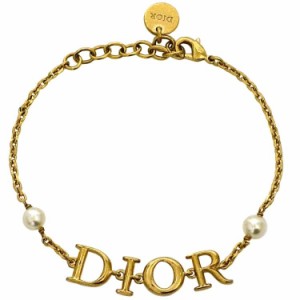 クリスチャン ディオール ブレスレット ゴールド ホワイト 美品 GP パール 中古 Christian Dior アクセサリー ロゴ ジュエリー ブレス ブ