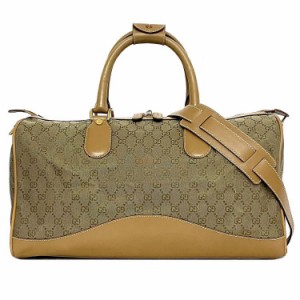 グッチ ２way ボストンバッグ ベージュ 012 615 3656 美品 旅行 鞄 キャンバス レザー 中古 GUCCI ヴィンテージ ボストン ファスナー GG 