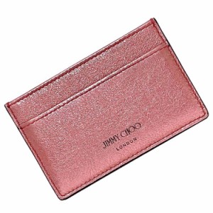 ジミーチュウ カードケース メタリックピンク ec-20079 美品 レザー 中古 JIMMY CHOO カード ホルダー 名刺 定期入れ 定番 人気 女性 レ