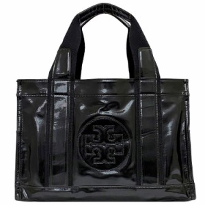 トリーバーチ トートバッグ ブラック エラ ec-20496 ロゴ 軽い パテント レザー 中古 TORY BURCH 自立 スクエア マチ有 定番 人気 女性 