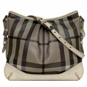 バーバリー ショルダーバッグ ec-21007 ベージュ グレー チェック柄 3690443 斜め掛け PVC レザー 中古 BURBERRY 肩掛け クロスボディ フ