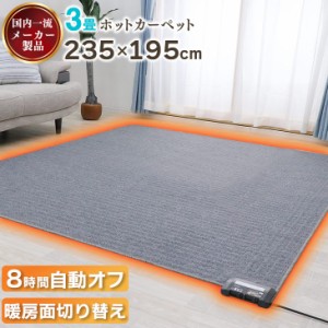 ホットカーペット 電気カーペット 暖かい 235×195 春 夏 暖房器具 暖房 3畳用 あったかグッズ コンパクト収納 こたつ併用可能 接結製法 