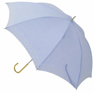 【晴雨兼用】 日傘 シャンブレーハートスカラップ 50cm サックス 81-5013