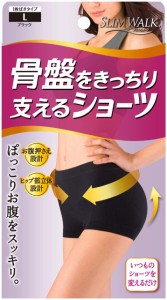 スリムウォーク 骨盤をきっちり支えるショーツ Lサイズ ブラック(SLIM WALKshorts pelvicL)×4個