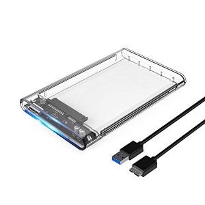 2.5インチ HDD/SSD ケース USB3.0 ハードディスクケース UASP対応 5Gbps転送 4TBまで対応 透明な 外付け SATA3.0 ドライブ ケー ...