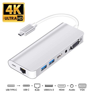 usb-c vga usb c ハブ usb type c hdmi vga 変換 usb-c hdmi lan Samsung Galaxy /S9/S8/Note 9/8/Macbook pro/2018 MacBook Air...