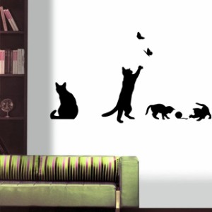 ウォールステッカー猫遊ぶ猫 わいい リビングルーム背景装飾 家壁紙装飾