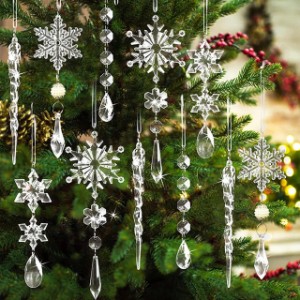 アクリルスノーフレークシミュレーション氷ペンダント クリスマスツリー飾り 家クリスマス装飾 新年贈り物 2024 5個 2023